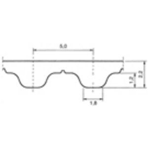 COURROIE DENTEE 16 T5 3800 AFX - ALPHA FLEX - PU ACIER