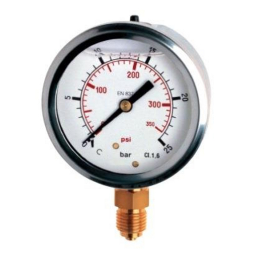 Manomètre à Glycérine 0-2,5 Bars - Cadran 63 Mm - Raccord 1/4" - Pour Installations Pneumatiques, Hydrauliques, Climatisation
