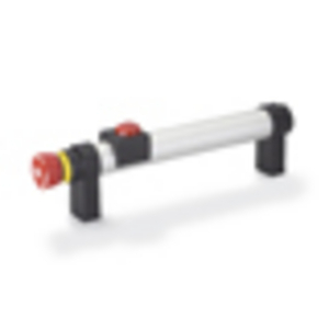 GN331-200-SW-T2-2 Rohrgriff gerade schwarz 2 Taster + NOT-AUS