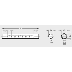 GN480.1-D10-100-NI-OS Haltestange ohne Skala Edelstahl