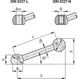 GN.10445-MANIGLIA A LEVA ACCIAIO FORO PASSANTE CILINDRICO DIN 6337-160-B20-L
