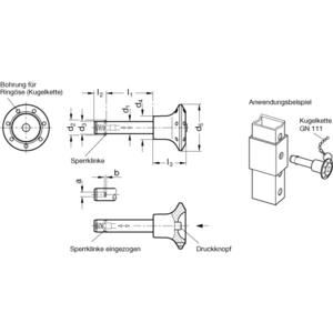 GN114.2-8-45 Steckbolzen mit Kunststoff-Knopf