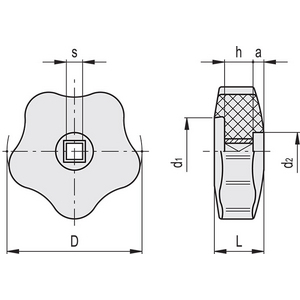 69221 - VOLANTINO DI SERRAGGIO RIBASSATI DUROPLASTO FORO QUADRO VCR.192/60-8X8