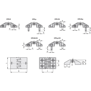 423331 - CERNIERA TECNOPOLIMERO FORI PASSANTI CON SEDE PER VITI A TESTA CILINDRICA CFE.48 CH-5