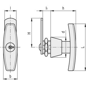 421521 - CHIUSURA A LEVETTA CON MANIGLIA A T E SERRATURA DISPOSITIVO ANTIROTAZIONE TECNOPOLIMERO CSMT.50