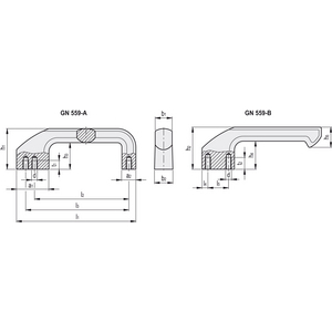 GN.26632-MANIGLIA A PONTE ALLUMINIO FORMA APERTA MONTAGGIO POSTERIORE GN 559-162-B-SW