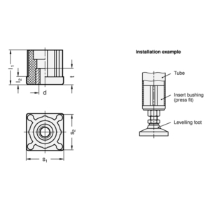 GN448-V40-V35-M14 Elesa-Einsteckbuchse Für Quadratrohre