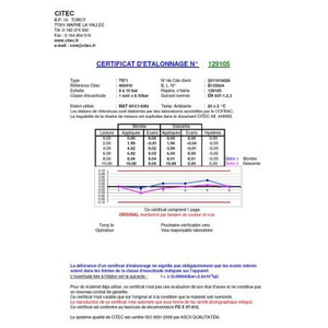 CERTIFICAT ETALONNAGE 6 POINTS 0/2,5B A 0/600B PR MANO/TRANS