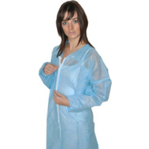 BLOUSE PP BLANCHE 40 GRS/M2 T5 SS POCHE-COL,POIG.ELAST-B.PRES