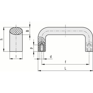 37510 - MANIGLIA A PONTE TECNOPOLIMERO AD ALTA RESISTENZA TERMICA M.643/140 B-M6 HT