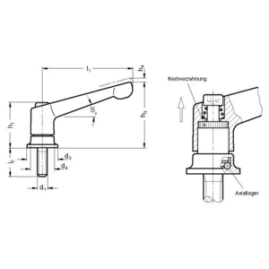GN300.4-108-M12-34-SW Klemmhebel verstellbar mit Spannkraftverstellbarer