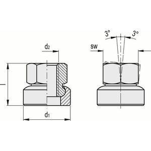 GN.14943-DADO ESAGONALE DI LIVELLAMENTO ACCIAIO GN 347-24-M12
