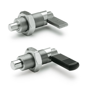 GN.34315-PISTONCINO DI POSIZ. A MOLLA CON LEVA ARRESTO POSIZ. RETRATTA INOX SENZA COPERTURA LEVA GN 612-5-M12X1,5-AK-NI