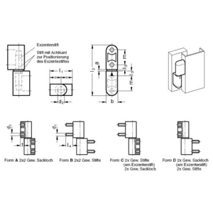 GN160-28-64-A Scharnier mit Exzenterstift Elesa