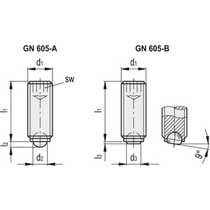 GN.14036-VITE DI BLOCCAGGIO PUNTALE A SFERA ACCIAIO GN 605-M8-20-A