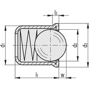 GN.32151-PRESSORE A MOLLA A SFERA CORPO LISCIO ACCIAIO INOX MOLLA A PRESSIONE NORMALE GN 614-12-NI