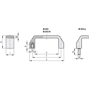 37296-MANIGLIA A PONTE TECNOPOL. TECNOPOL. (POLIAMMIDE). BOCCOLA OTTONE FORO CIECO FILET. M.543/150 B-M8-C9