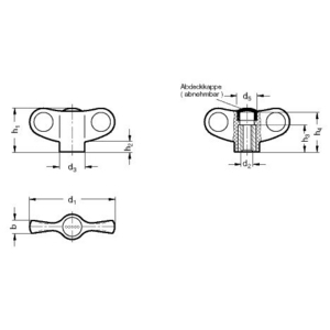 GN634.1-70-M10-E-DSG Flügelmutter, Kappe schwarzgrau Edelstahl Elesa