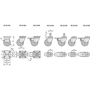 451950 - RUOTA SUPP. ACC. RIVESTIMENTO IN POLIURETANO INIETTATO SUPPORTO A PIASTRA FISSA NO FRENO RE.C6-060-PBL-C