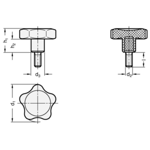 GN5337.4-40-M8-16 ELESA-Sterngriff mit Edelstahl-Gewindestift