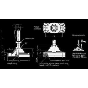 GN247-125-M20-95-BG Stellfuss mit Mutter mit Gummiauflage Elesa