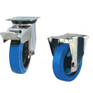 ROULETTE MECANINOX PIVOT.D125 200KG RESILEX P BLEU MOY.LISS