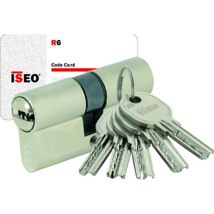 DOUBLE CYLINDRE ISR6 40X40 NICKELE 5 CLES + CARTE