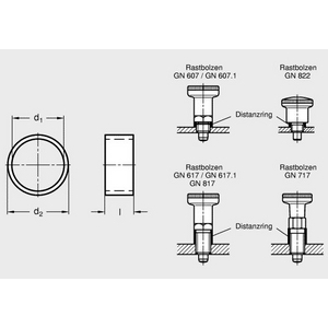 GN609.5-16-19-12 Distanzring für Rastbolzen Edelstahl