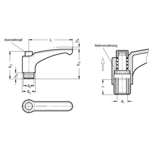 GN603-30-M5-DSG Klemmhebel Ausrastknopf schwarzgrau Elesa