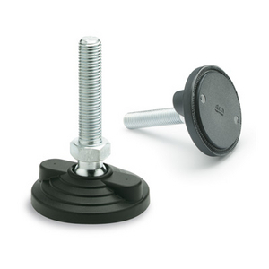 334325-PIEDINO DI LIV. PER FISSAGGIO A TERRA BASE IN TECNOPOL. STELO INOX CON DISCO ANTISCIVOLO LV.F-80-14-AS-SST-M12X68