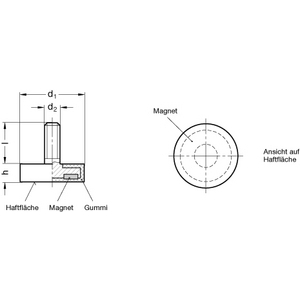 GN51.3-ND-66-M8-SW Haltemagnet Scheibenform mit Gewindezapfen