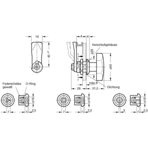 GN115-DK-22-NI Verriegelung mit Dreikant Edelstahl