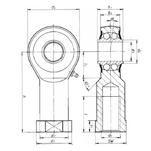 ROTULE DE COMMANDE TYPE BRFI8G FIL.A GAUCHE 2 RGS BILLES INOX