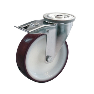 ROULETTE PIVOT. 150KG D.100MM ROUE POLYU MOYEU LISSE INOX DB