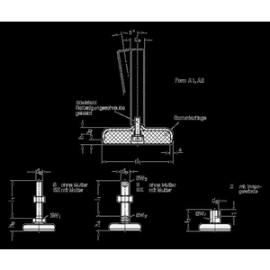 GN30-80-M24-150-A2-U Stellfuss ohne Mutter, mit weisser Gummiauflage