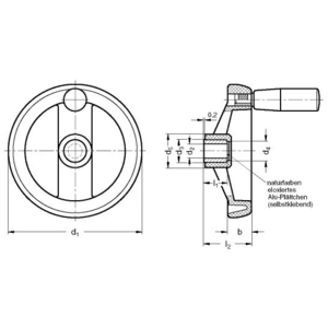 GN522-125-K14-A Handrad mit 2 Speichen (A3) Elesa