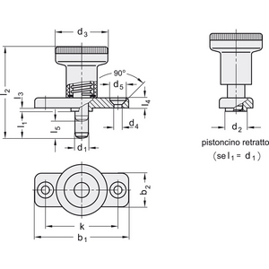 GN.35095-PISTONCINO DI POSIZ. A MOLLA FLANGIA ARRESTO IN POSIZ. RETRATTA LEGA DI ZINCO E INOX GN 608.6-6-6