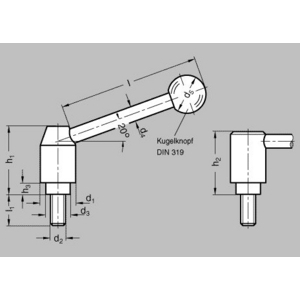 GN312-28-M12-40-D Sicherheits-Spannhebel mit Schraube gerade