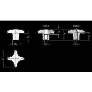 DIN6335-NI-32-M6-E Edelstahl-Kreuzgriff