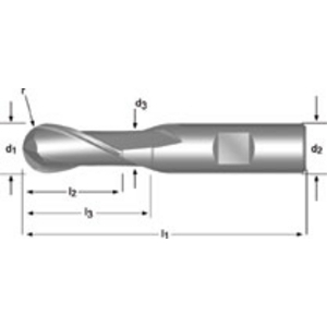 Ball-Nosed End Mill 20.00 mm DIN 844K