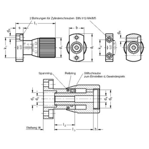 GN727-34-B-SR Stellspindel mit Skala, Befestigung seitlich