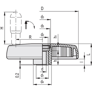 72921-R - VOLANTINO A DISCO TECNOPOLIMERO IMPUGNATURA RIBALTABILE VDS.250+IR-A20