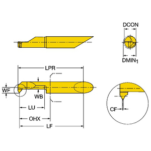 OUTIL COROTURN XS CARB.MONO P/FILETAGE AU TOUR