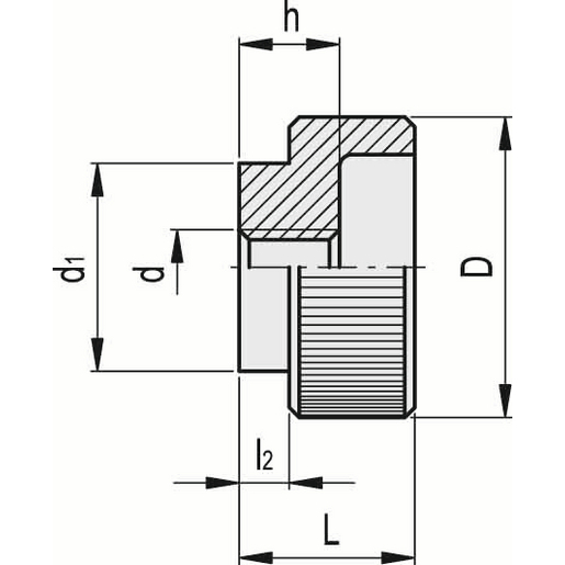 GN.30173-MANOPOLA ZIGRINATA ACCIAIO INOX FORO PASSANTE FILETTATO