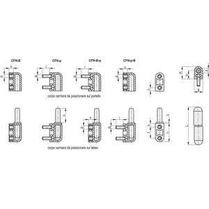 426111-CERNIERA IN LINEA A PERNO REGISTRABILE TECNOPOL. BOC. IN OTTONE NICHELATO CON FORO FIL. CFN.65 B-M5