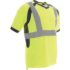 TEE SHIRT TO4 JAUNE FLUO TM 3 BANDES MAILLE AV AERATION