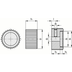 GN.30321-MANOPOLA DI REGOLAZIONE ZIGRINATA ALLUMINIO NEUTRE GN 726-34-B8-N-1