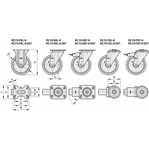450811-RUOTA MONOLITICA CON SUPPORTO IN ACCIAIO INOX TECNOPOL. SUPPORTO A PIASTRA FISSA SENZA FRENO RE.F8-125-PBL-SST-N