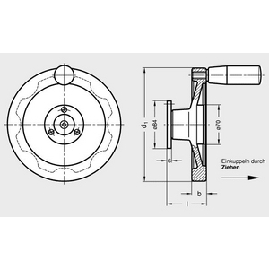 GN327-160-K16-D-1 Sicherheits-Handrad mit feststehendem Lagerflansch