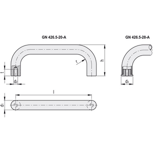 GN.27015-MANIGLIA A PONTE ACCIAIO INOX GN 426.5-28-300-A